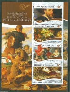 TOGO  2015 375th MEMORIAL ANNIVERSARY OF PETER PAUL RUBENS  SHEET MINT NH