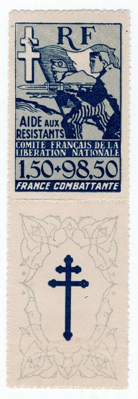 (I.B) France War Cinderella : French Resistance Fund-Raising Stamp 100Fr