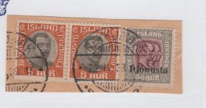 ICELAND 1936 Officials O69,O71(pair)  on piece VF postal history