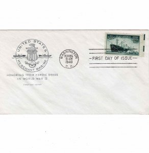 USA 1946 FDC Sc 939 Merchant Marine United States First Day Cover Farnam Cachet