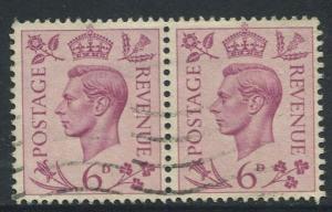 Great Britain - Scott 243 -KGVI Definitive -1937 -FU -Horiz.Pair of 6p Stamp