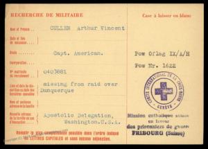 USA 1943 Germany POW Camp OFLAG IX Dunkirk Red Cross Card Switzerland 89254