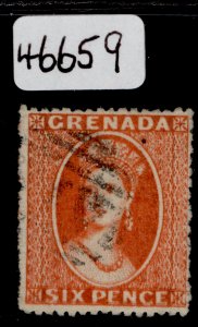 GRENADA QV SG17a, 6d dp vermilion, FU. Cat £2000. DOUBLE IMPRESSION BRANDON CERT