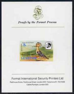 Lesotho 1982 Hoopoe 75s imperf proof mounted on Format In...