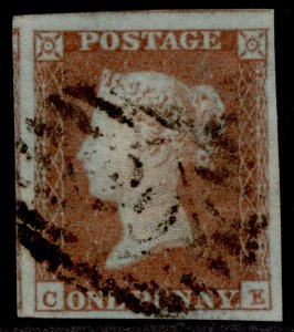 GB QV SG8, 1d red-brown, FINE USED. Cat £35.  CE 