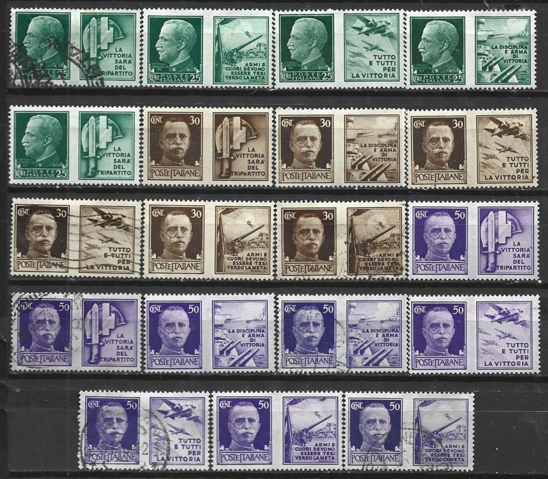 COLLECTION LOT 14634 ITALY #427-38 19 MNH/USED STAMPS 1942 CV+$20