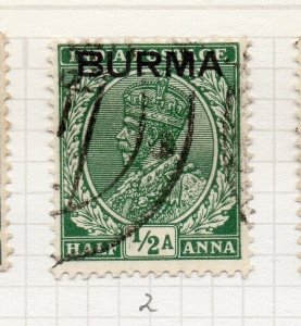 Burma 1937 GV Issue Fine Used 1/2a. Optd NW-203288