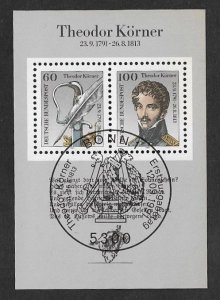 SMI) 1991 GERMANY, CENTENARY OF THE BIRTH OF KARL THEODOR KÖRNER, FEATHER AND