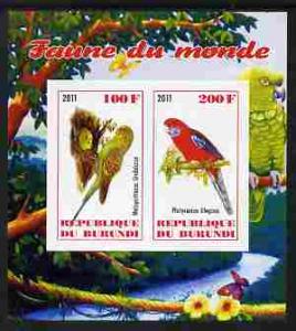Burundi 2011 Fauna of the World - Parrots #2 imperf sheet...