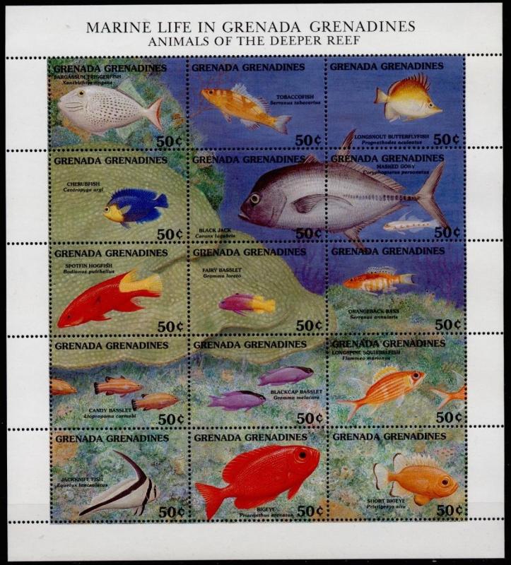 Grenada Grenadines 1356 MNH Marine Life of the Deeper Reef, Fish