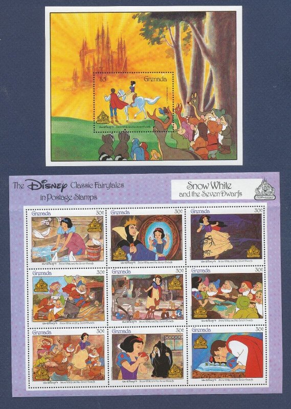 GRENADA 1540 & 1546 - two MNH S/S - SNOW WHITE  - 1987 - 2PIX