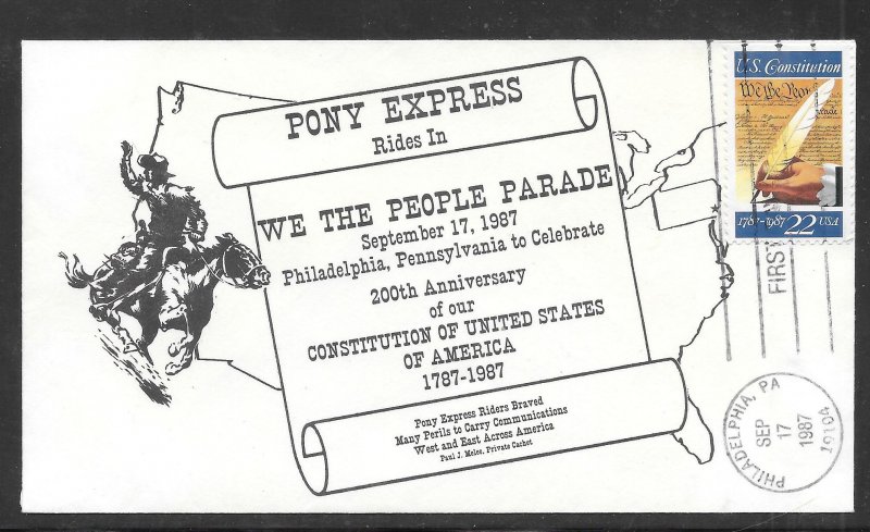 Just Fun Cover #2360 Pony Express 200 Years Anni. of The Constitution (my4581)