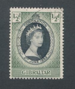 Gibraltar 1953 Scott 131 used - 1/2p, Coronation QEII