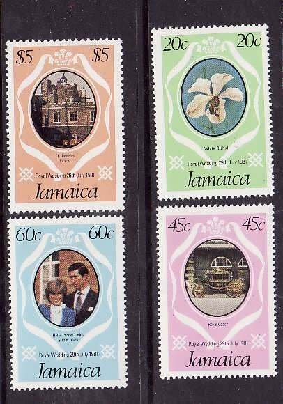 Jamaica-Sc#500-3- id9-unused NH set-Royal Wedding-Princess Diana-1981-