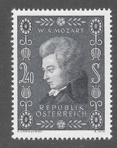 Austria Scott 609 MNHOG - 1956 Wolfgang Amadeus Mozart - SCV $4.25