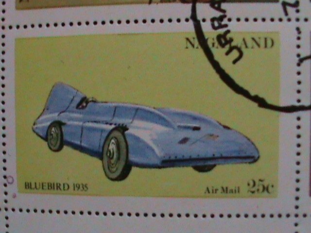 ​NAGALAND- 1972 WORLD FAMOUS CLASSIC CARS CTO- SHEET VF WITH FIRST DAY CANCEL