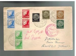 1938 Sudetenland Germany Graf Zeppelin II Cover Reichenberg back cancel LZ 130