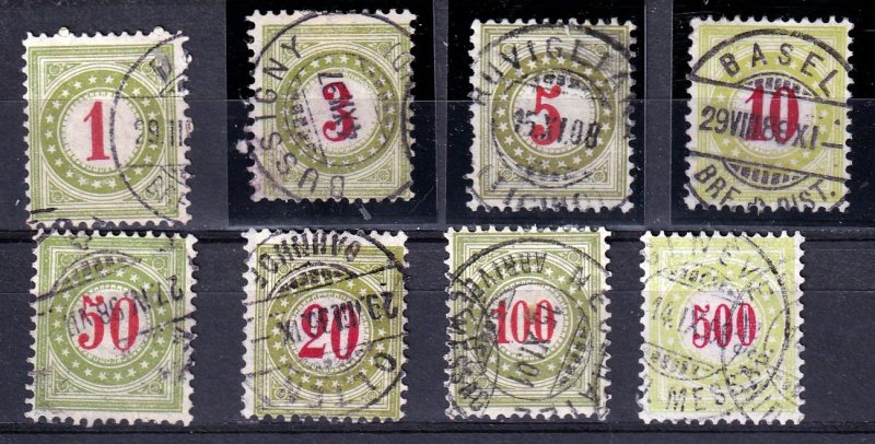 Switzerland -1884-97 -Postage Due VF Used # J21-J28