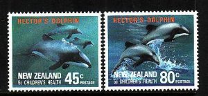 New Zealand-Sc#B139-40-unused NH Semi-Postal-Marine Life-Dolphins-1991-