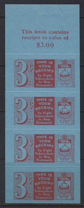 CANADA REVENUE - NBT13c - 3c NEW BRUNSWICK TOBACCO TAX BOOKLET PANE MNH NGAI 