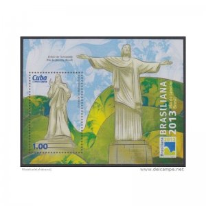 CUBA Sc# 5446  BRASILIANA EXPO Cristo de Corcovado  Souvenir Sheet  2013  MNH