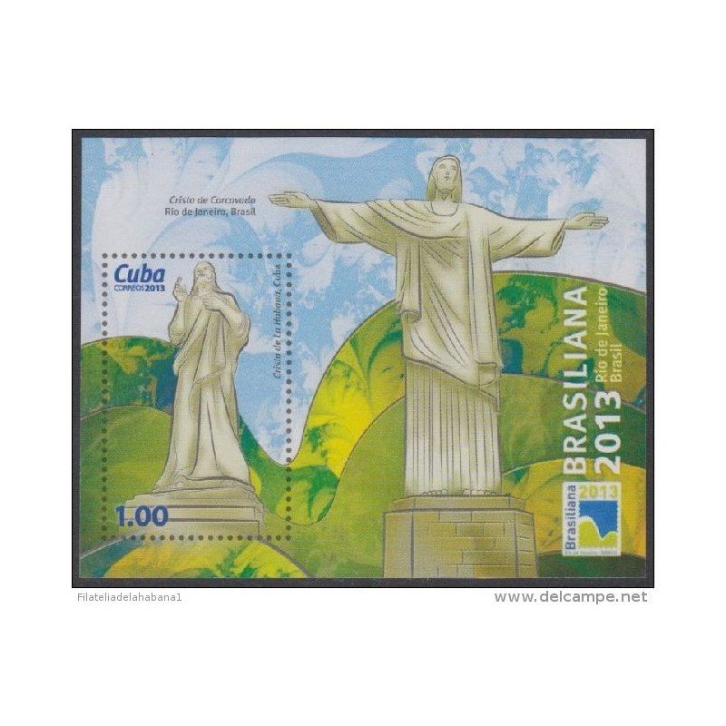 CUBA Sc# 5446  BRASILIANA EXPO Cristo de Corcovado  Souvenir Sheet  2013  MNH