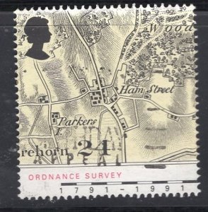 Great Britain  #1392 used  1991 Bicentenary Ordnance Survey Ham Street