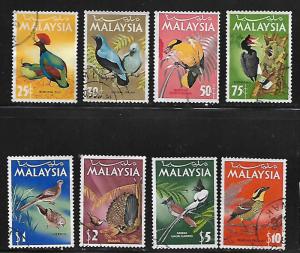 MALAYSIA   20-27 USED BIRDS SET 1965