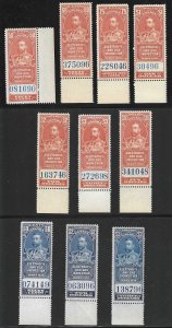 Canada, 1930 Electric & Gas Inspection Revenue Stamps, Van Dam #FEG1-#FEG10, NH