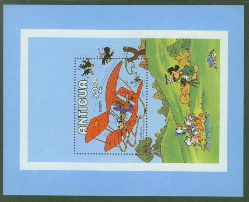 ANTIGUA Scott 571 Goofy in Glider Cartoon Sheet MNH**1980