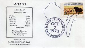 SHIPS LOST ON THE GREAT LAKES STORMS - TWO RIVERS, WI  1973  FDC17692