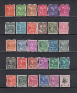 US, 803-831, 832, MNH, F-VF, PREXIE, 1938 PRESIDENTIAL SERIES MINT NH, OG