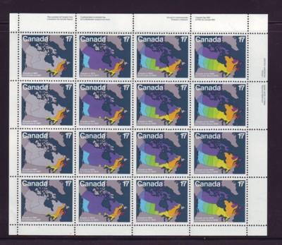 Canada Sc 890-3 1981 Provincial Boundaries stamp sheet  mint NH