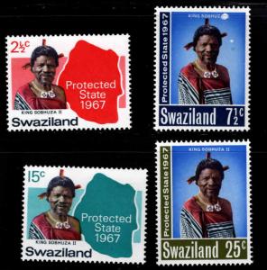 Swaziland Scott 126-129 MH* stamp set one scuffed on front of 7.5c