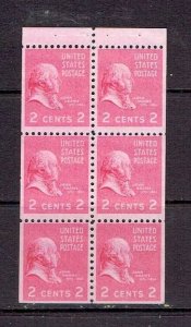 UNITED STATES - 1938 JOHN ADAMS BOOKLET PANE - SCOTT 806b - MLH