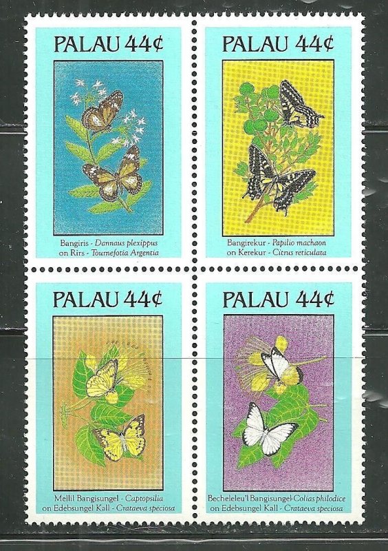Palau MNH Block 186a Butterflies & Flowers 1988