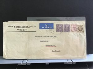 U.K 1951 Smart and Brown Machine Tools Air Mail to U.S.A  stamp cover R31961