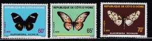 Ivory Coast # 506-508, Butterflies., Mint NH, 1/2  Cat.