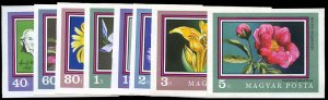 Hungary #2089-2096 Cat$25, 1971 Budapest Botanical Gardens, imperf. set of ei...