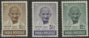 India Mahatma Gandhi  Scott # 203-5 VF centered full OG LH Beautiful