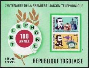 Togo C277a imperf,MNH.Michel Bl.102B. Telephone-100,Thomas Edison;Alexander Bell