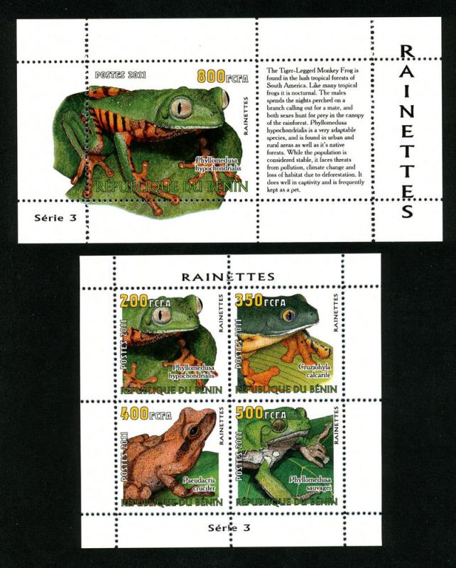 BENIN 2 SHEETS FROGS AMPHIBIANS