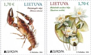 Lithuania 2024 Europa CEPT Underwater flora and fauna LP set of 2 stamps MNH