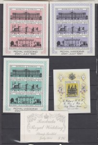 Z4998 JL stamps 1981 barbuda set + s/s & bkl.t #493-6 royality