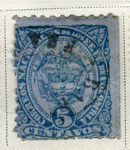 COLOMBIA; 1890 early classic Eagle type fine used 5c. value