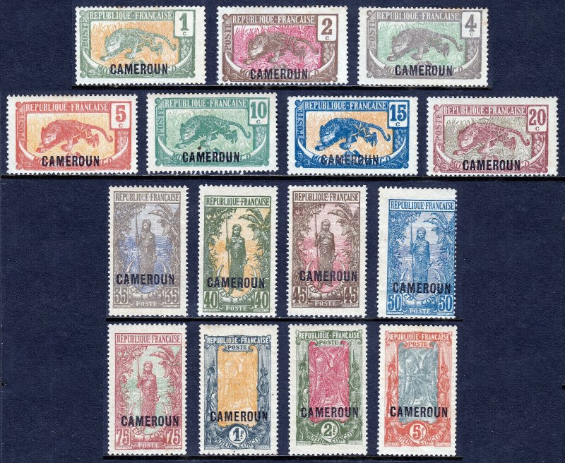 CAMEROON — SCOTT 147//163 — 1921 OVERPRINT ISSUE — MH/MNG — SCV $28.30