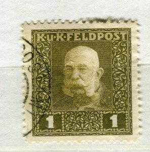 AUSTRIA; 1915-17 early F. Joseph KuK Feldpost issue used 1k. value