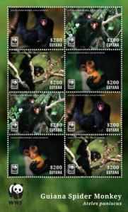 Guyana - 2014 - Guyana Spider Monkey - Sheet Of 8 - MNH