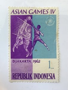 Indonesia 1962 Scott 560 used - 1r,  Jakarta, 4th Asian Games, Volleyball