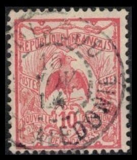 NEW CALEDONIA 1905 10c #93 USED, BIRD KAGU CV $1.25